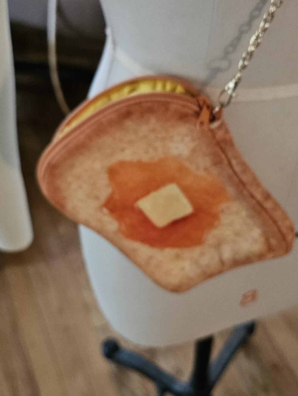 Novelty Toast Slice Crossbody Bag in Orange and Cream